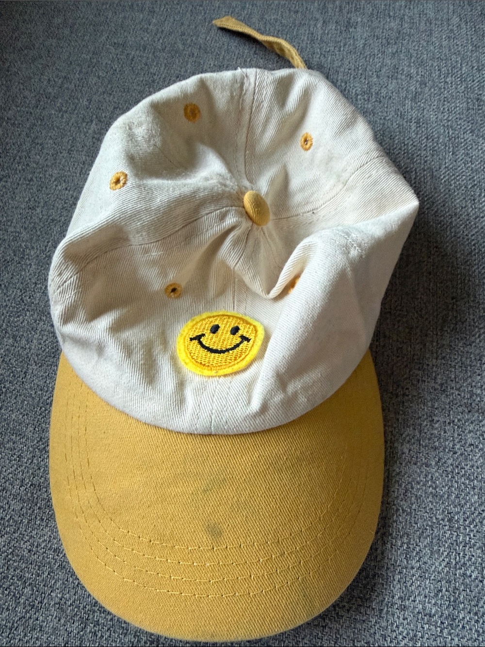 Toddler Smiley Face Yellow Brim Cotton Cap